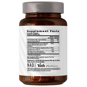 NAD Regen supplement facts panel with ingredients